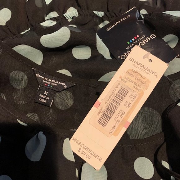 Sharagano NWT Sheer Blouse Size M - Picture 10 of 10
